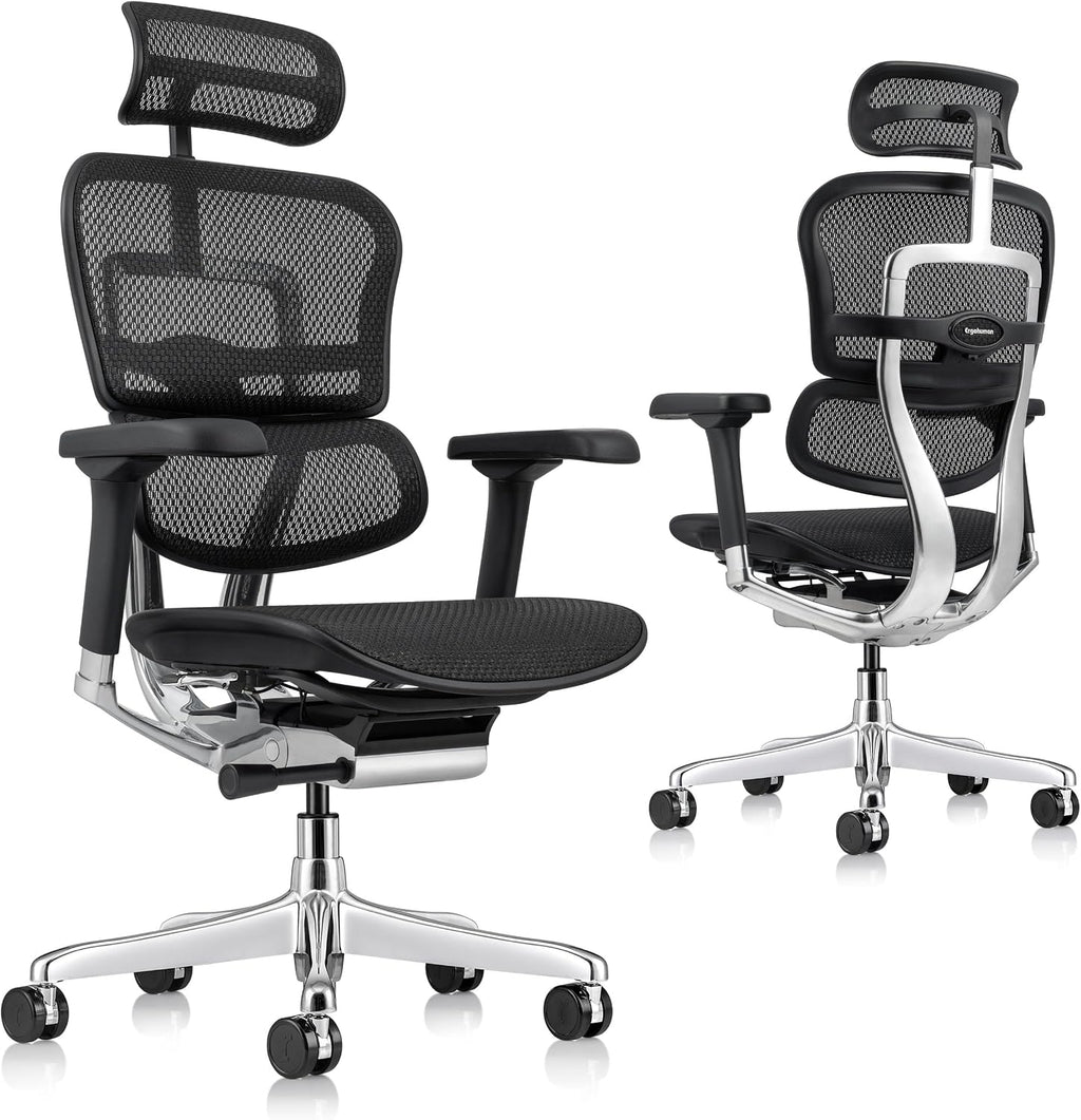 Ergohuman Eurotech ME7ERG GEN2 High Back Mesh Office Chair with Tilt Tension Control, Tilt Lock, Back Angle, Back Height, Synchro Tilt, Seat Height, Seat Depth, and Arm Height Adjustments, Black