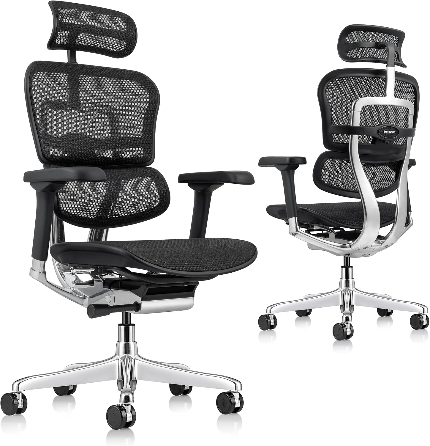 Ergohuman Eurotech ME7ERG GEN2 High Back Mesh Office Chair with Tilt Tension Control, Tilt Lock, Back Angle, Back Height, Synchro Tilt, Seat Height, Seat Depth, and Arm Height Adjustments, Black