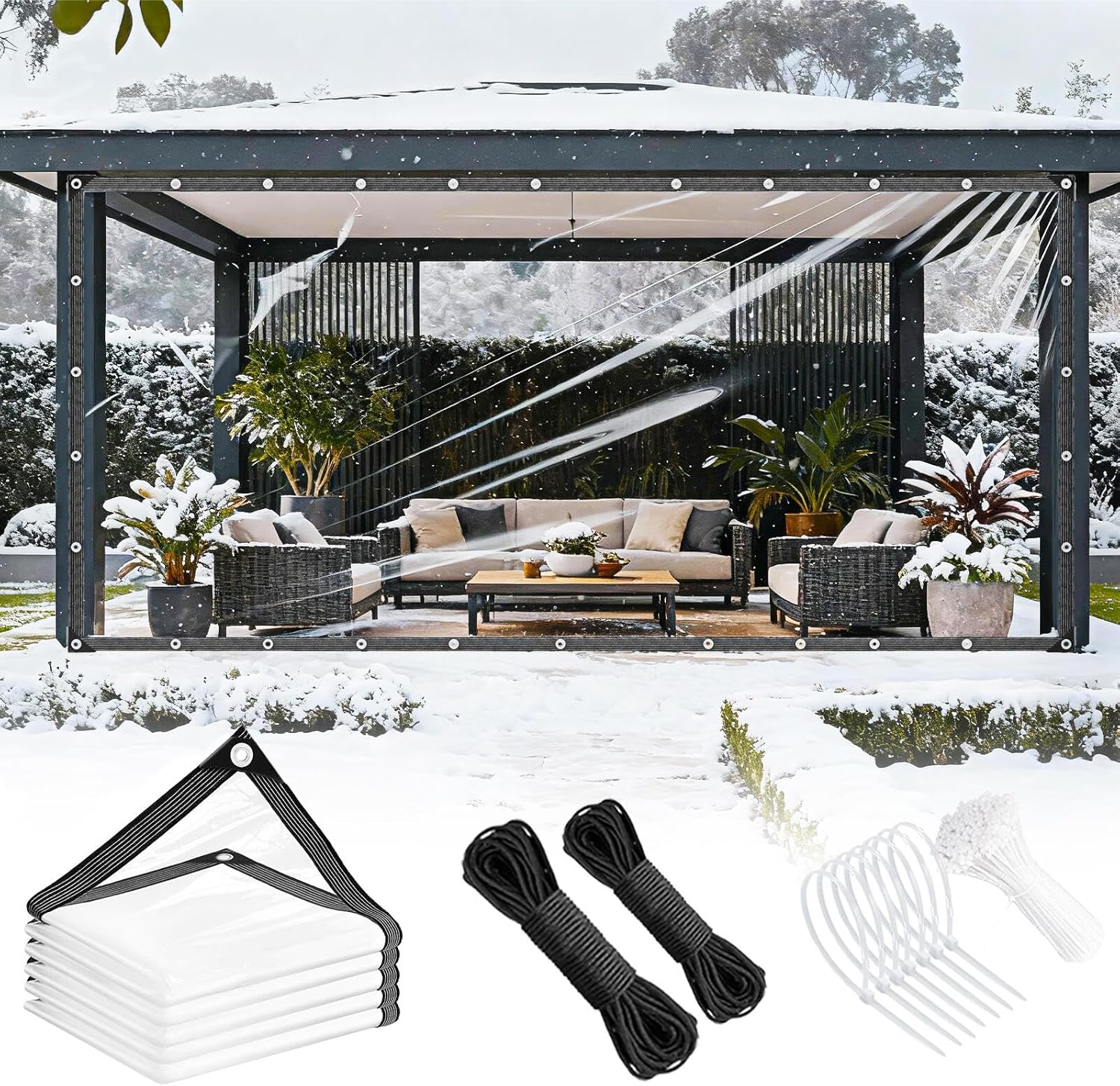 Clear Tarps Heavy Duty Waterproof 8x20ft Clear Tarp with Grommets Thickened 14Mil Tear Resistant Clear Vinyl Plastic Tarp for Outdoor Patio Chicken Coop Greenhouse Plant