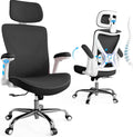 Ergalithic Office Home Ergonomic Desk Chair-Computer X-Shaped Chair Mesh PU Leather with Adjustable Lumbar Support-Executive Chair High Back with Headrest Flip-Up Arms for Long Hours (Light Black)
