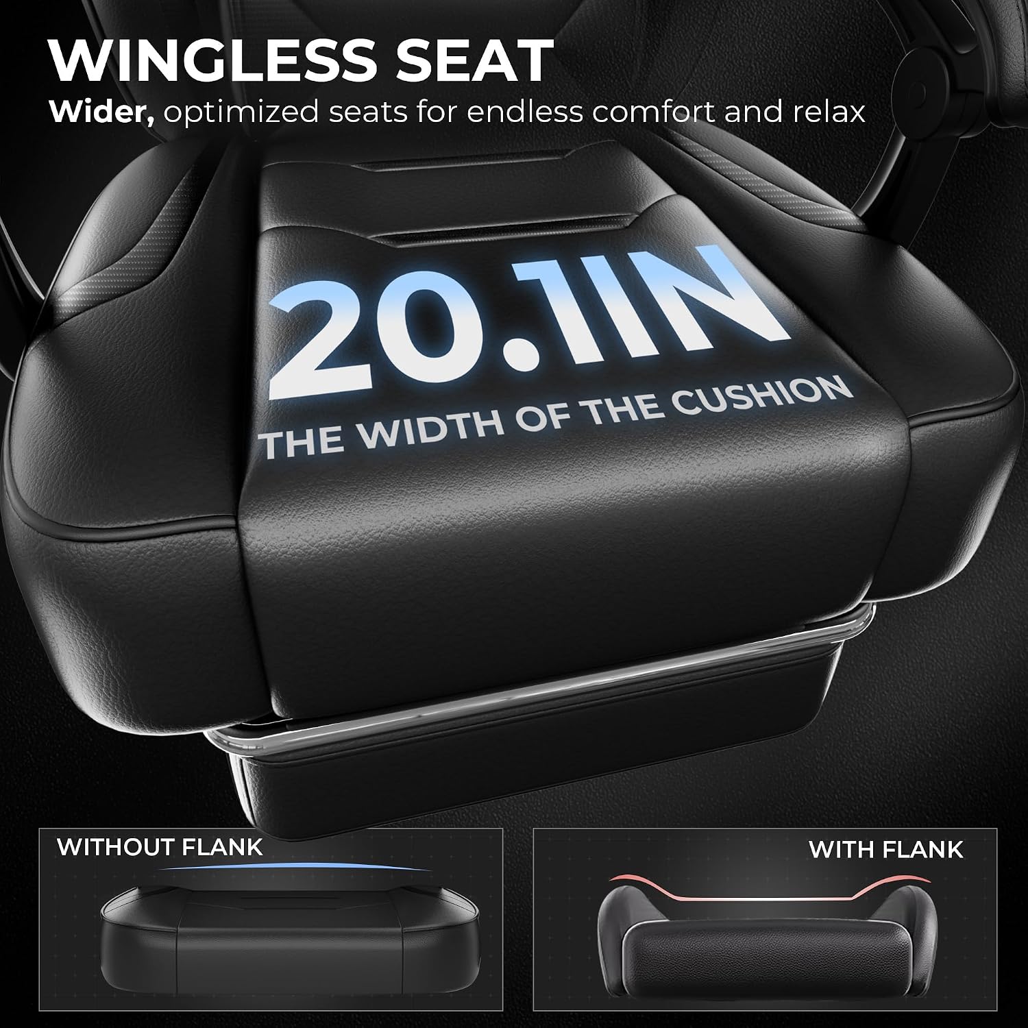 GTPLAYER Gaming Chair with Footrest, Big and Tall Computer Game Chair 350lb Racing Style, Ergonomic High Back Lumbar Support and Recliner, Black