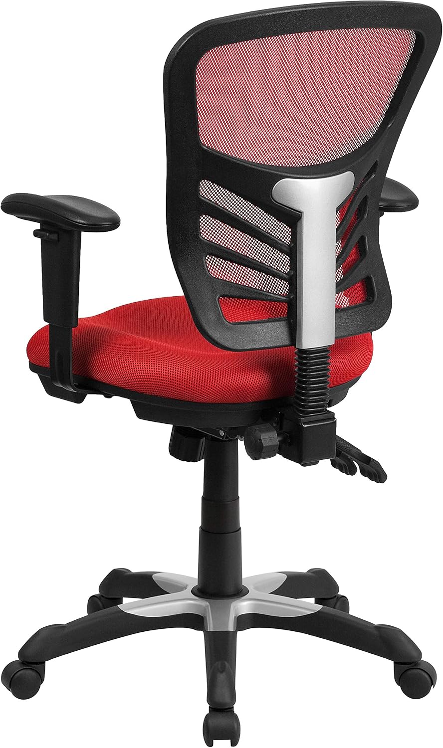 Flash Furniture Nicholas Mid-Back Red Mesh Multifunction Executive Swivel Ergonomic Office Chair with Adjustable Arms