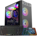 Gaming PC Computer Desktop, Ryzen 5 6-core up to 4.2GHz, Radeon RX 590 8G, 16G DDR4, 512GB SSD, WiFi 6, RGB Fan x5, Tower Computers Windows 11 Home