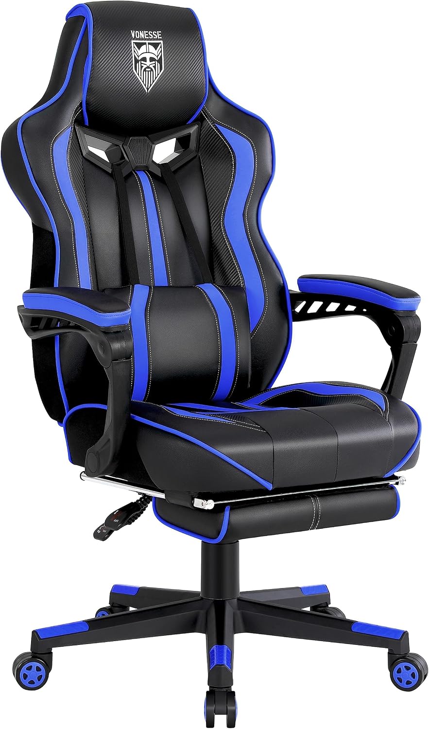 Vonesse Gaming Chairs for Adults, Gamer Chair with Footrest and Massage, Reclining Big and Tall Ergonomic Gaming Chair, Computer Chairs for Heavy People 300LBS (Blue/Black)