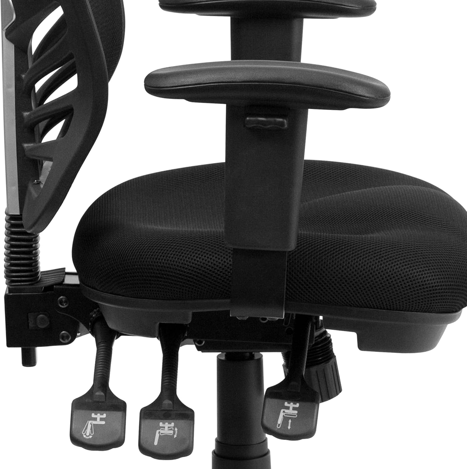 Flash Furniture Nicholas Mid-Back Swivel Desk Chair with Wheels, Mesh Back, Padded Seat, and Armrests, Adjustable Height Mesh Ergonomic Office Chair, Black