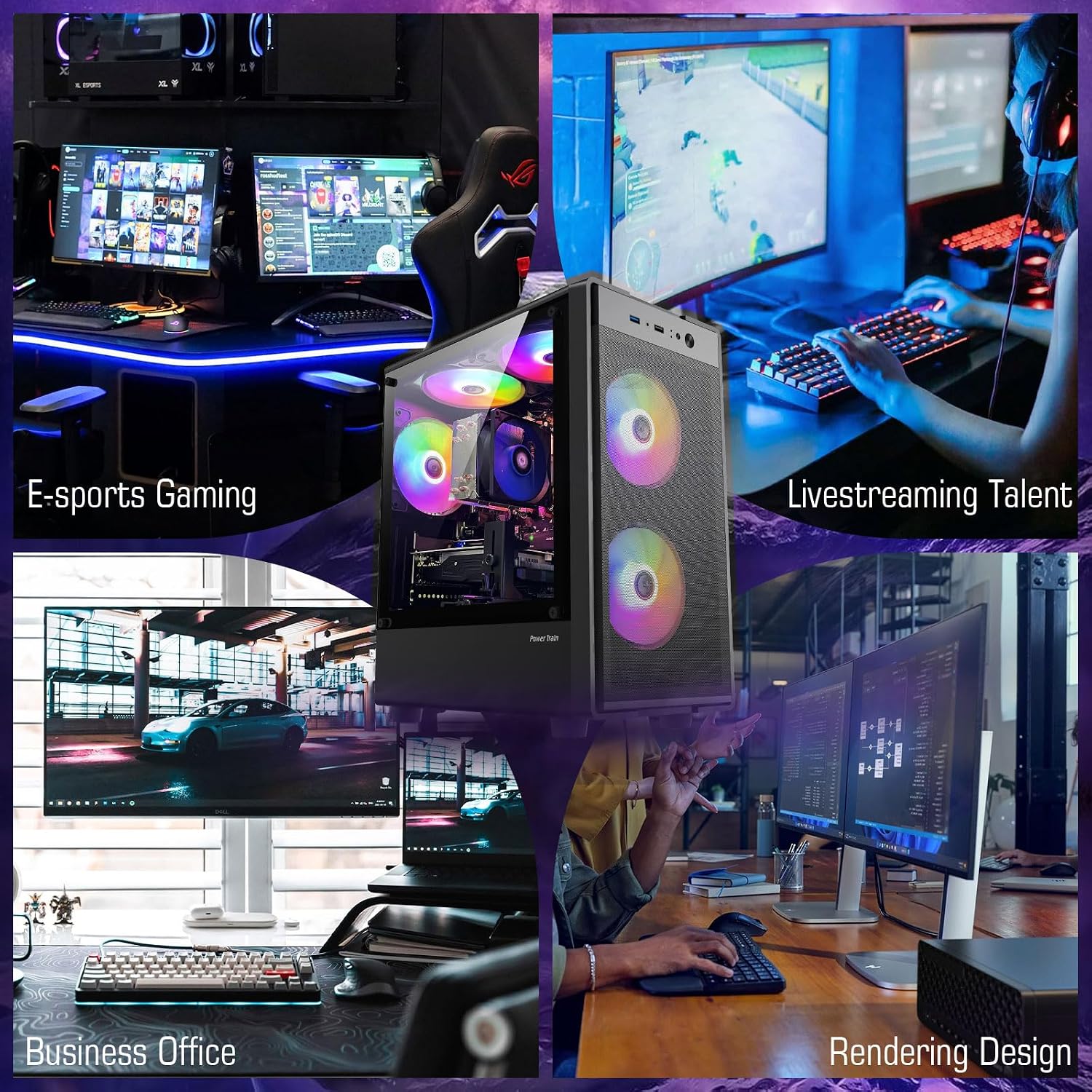 Gaming PC Computer Desktop, Ryzen 5 6-core up to 4.2GHz, RTX 2060 6G, 16GB DDR4, 512GB SSD, WiFi 6, RGB Fan x5, Prebuilt Windows 11 Home Tower Computers
