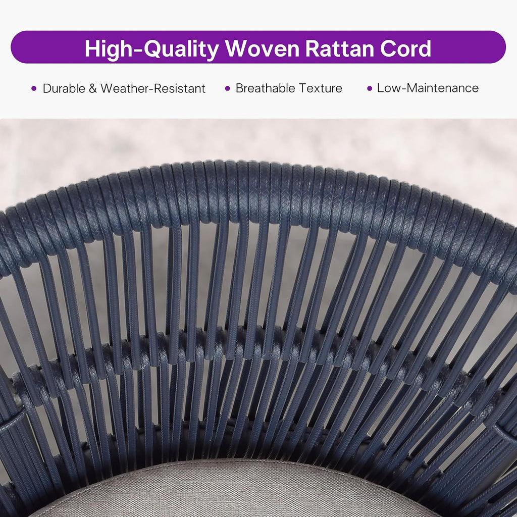 PURPLE LEAF Outdoor Dining Set for 6 with Storage Box All Weather Wicker Patio Dining Set with Rectangular Aluminum Table and Modern Armrest Dining Chairs for Garden Deck Backyard Kitchen, Grey