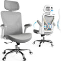Ergalithic Office Home Ergonomic Desk Chair-Computer X-Shaped Chair Mesh PU Leather with Adjustable Lumbar Support-Executive Chair High Back with Headrest Flip-Up Arms for Long Hours (Grey)