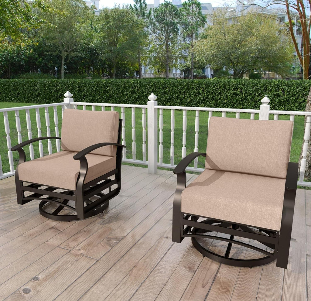 Kurapika 1 Piece Patio Furniture Chair, Outdoor Aluminum Swivel Glider Rocker, Patio Bistro Set Rocking Chair for Porch, Garden, Patio, Sand