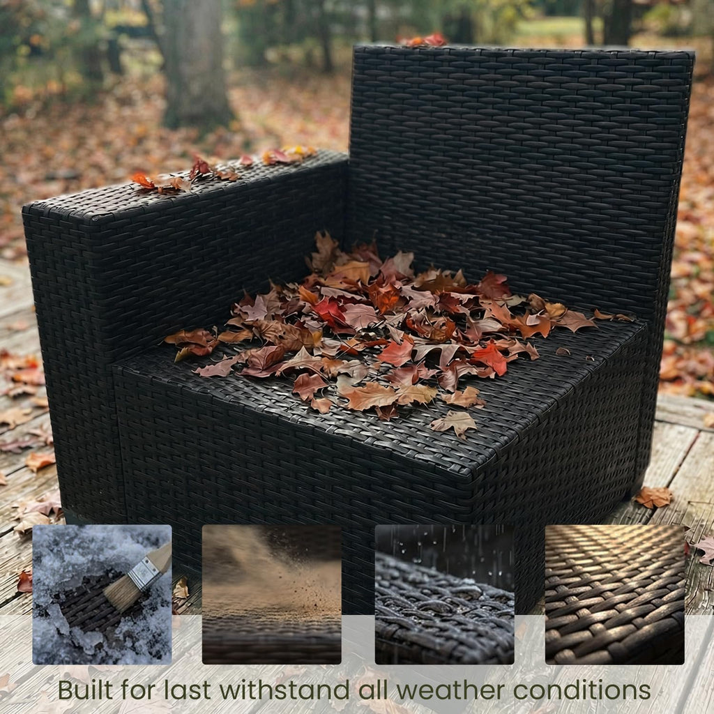 LayinSun 7 Pieces Outdoor Patio Furniture Set with 44' Fire Pit Table Rattan Sectional Sofa Conversation Sets