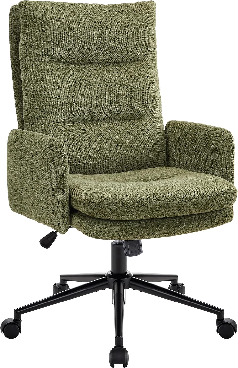 IWMH High-Back Home Office Chair,Upholstered Desk Chair with Armrests,Height Adjustable Armchair with Wheels, Swivel Office Desk Chair, Ergonomic Computer Task Chair, Leisure Armchair Cashmere (Green)