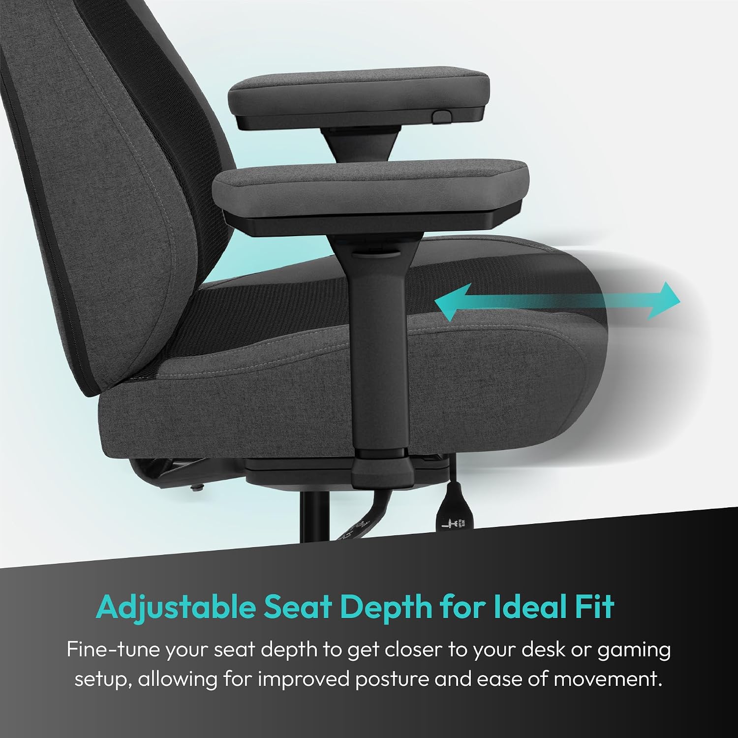 ThunderX3 CORE Smart MESH Gaming Chair Black & Dark Grey – Ergonomic Office Chair, Automatic Lumbar Support, Synchronised Mechanism, 3D Armrests, Fabric Cover, for Users up to 125kg, 155-190cm