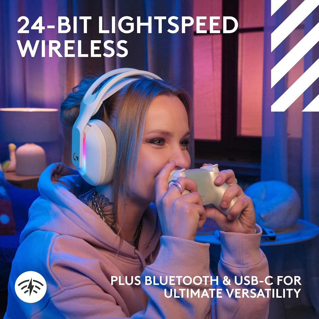 Logitech G Astro A20 X Lightspeed Wireless Gaming Headset for PS5, Xbox, Nintendo Switch/Switch 2, PC with 2-System PLAYSYNC Audio, Bluetooth, LIGHTSYNC RGB, and 48 kHz Boom Mic - White