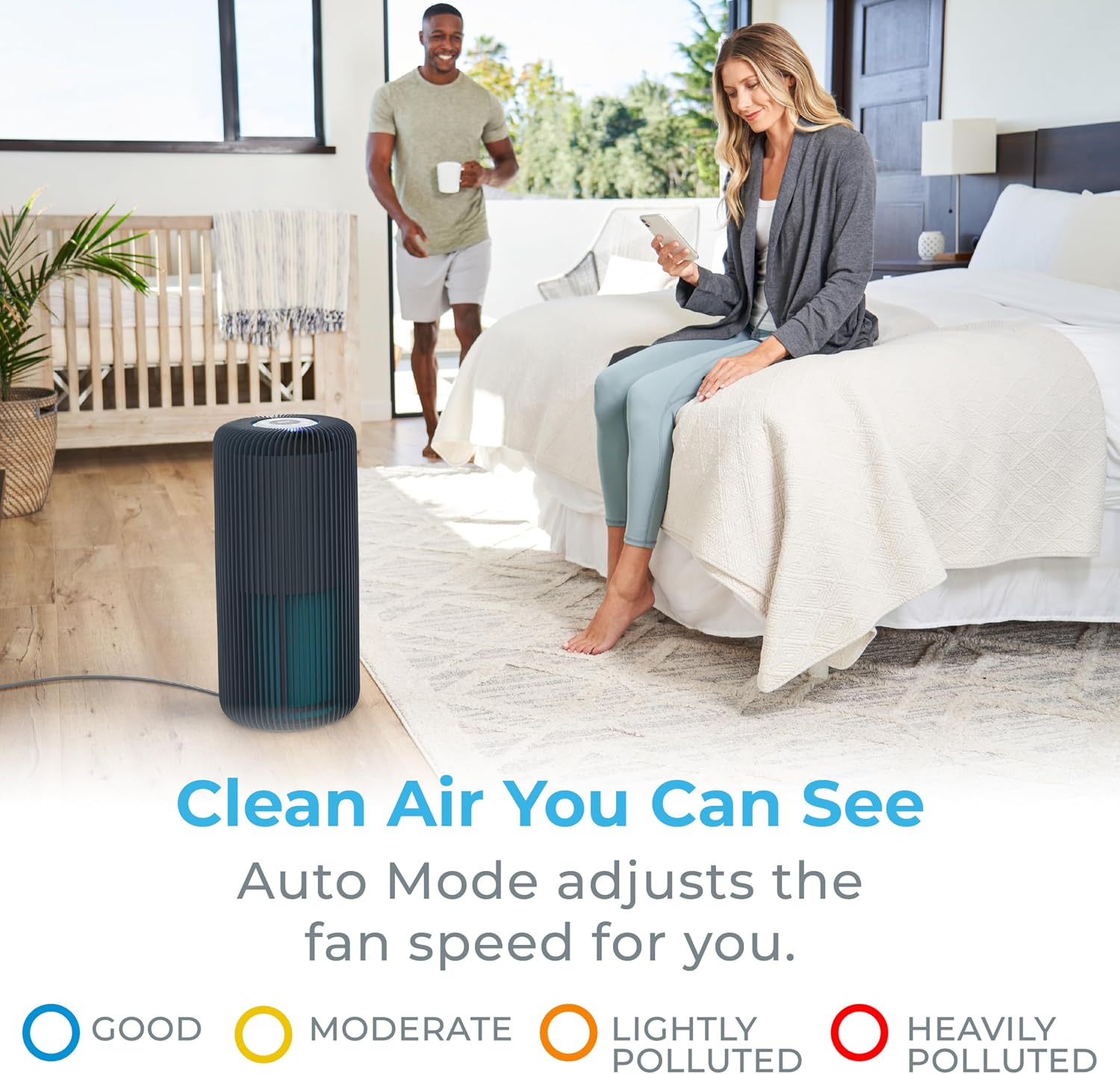Pure Enrichment PureZone Turbo Smart Air Purifier for Large Rooms (1050 sq. ft. in 30 min.) - 5 Stage Filtration, Smartphone Compatible, Traps Germs, Smoke, & Dust (Graphite)