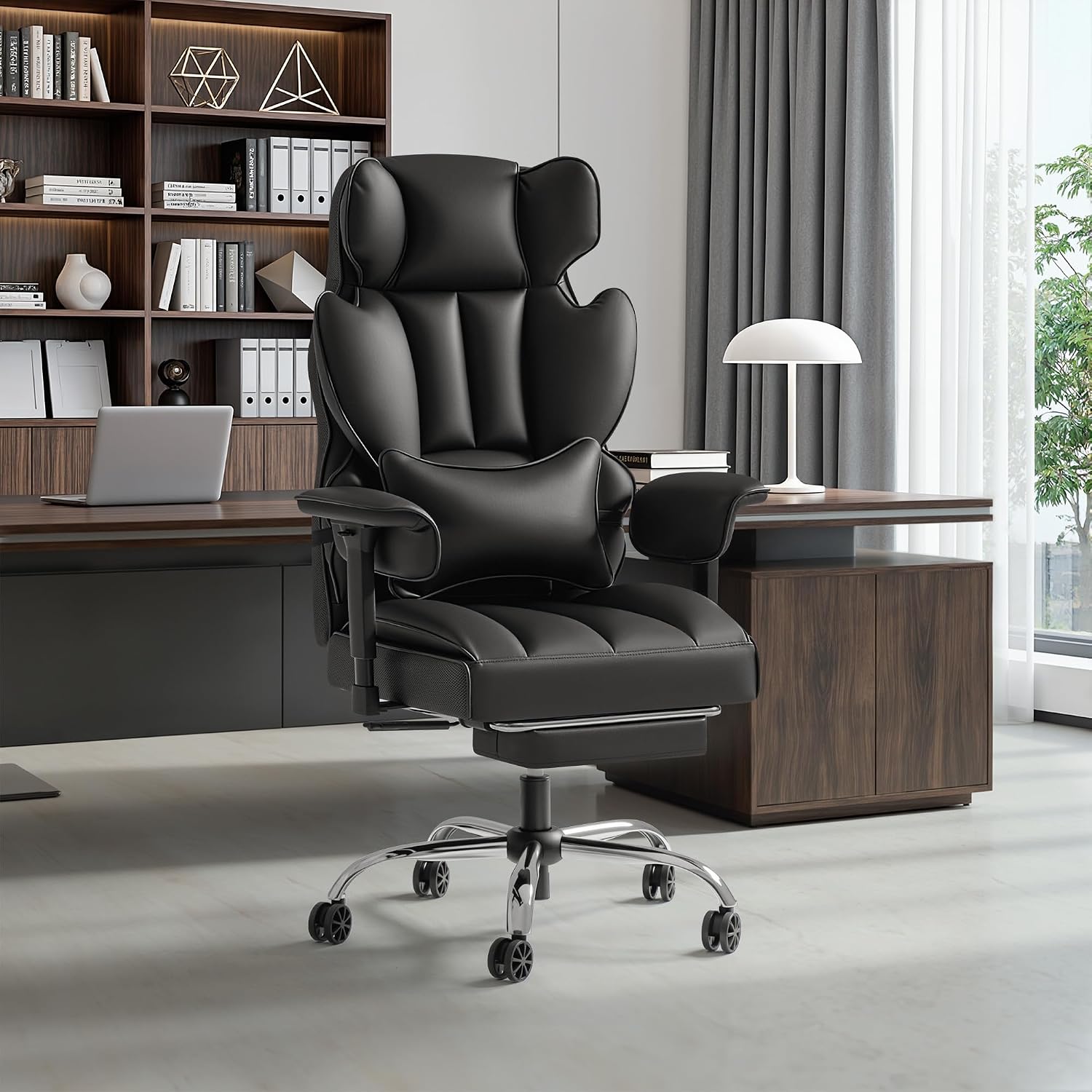 Furmax Big and Tall Office Chair, High Back Gaming Chair with Footrest for Heavy People, 400LBS Ergonomic Comfy Office Chair with Adjustable Armrests for Home Office (Black)