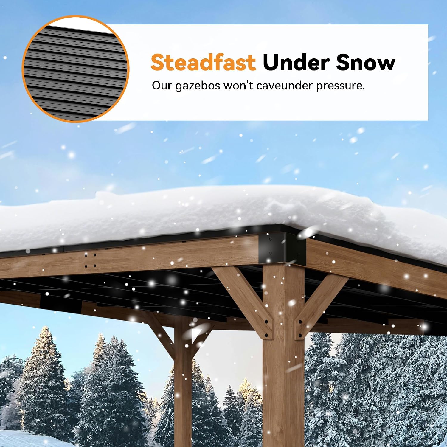 Modern Shade Supreme Cedar Wood Gazebo 12' x 16' with Hardtop Slope Roof, Wooden Grill Gazebo with Durable and Rot-Resistant, Supports Snow Loads and High Wind Speeds, Ideal for Backyard, Deck, Garden