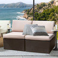 Devoko 2 Pieces Patio Furniture Sets,Wicker Outdoor Sofa with Thick Cushion and Pillow,Small Sectional Couch All-Weather Armless Sofa for Backyard,Porch & Poolside,Waterproof Patio Furniture
