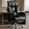 Efomao Big and Tall Office Chair 450lbs, 5.9' Thick Pocket Spring Executive Office Chair with Footrest, High Back PU Leather Desk Chair, Wide Seat Computer Chair, Black
