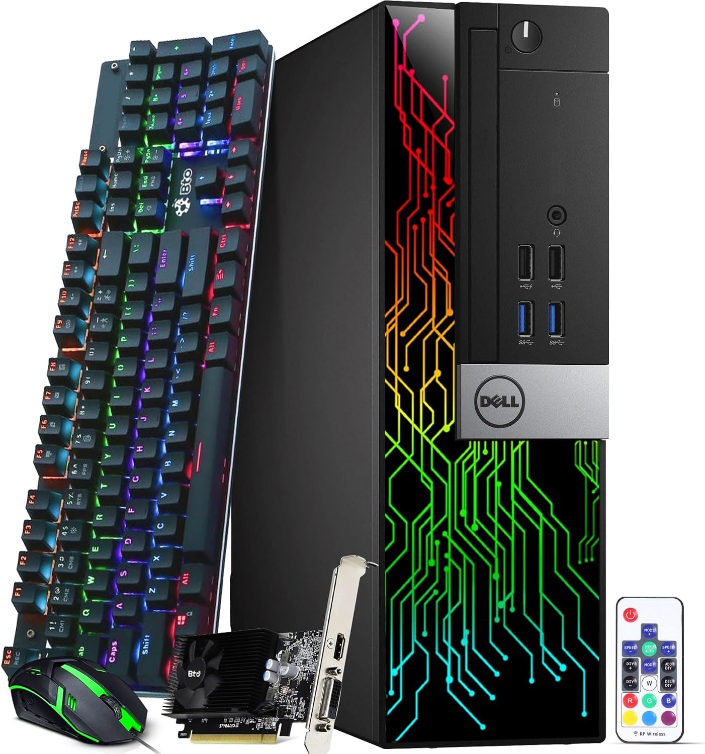 Dell RGB Gaming Desktop Computer PC - Intel Core i5-6th Gen - 16GB RAM - 512GB SSD - GeForce GT 1030 - RGB Keyboard & Mouse - WiFi - Windows 11 Pro (Renewed)