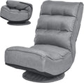 COSTWAY Folding Floor Chair, Adjustable 5-Position Video Gaming Chair with 360 Degree Swivel, Detachable Cover, Padded Backrest, Multipurpose Living Room Floor Lounger for TV, Reading, Playing (Grey)