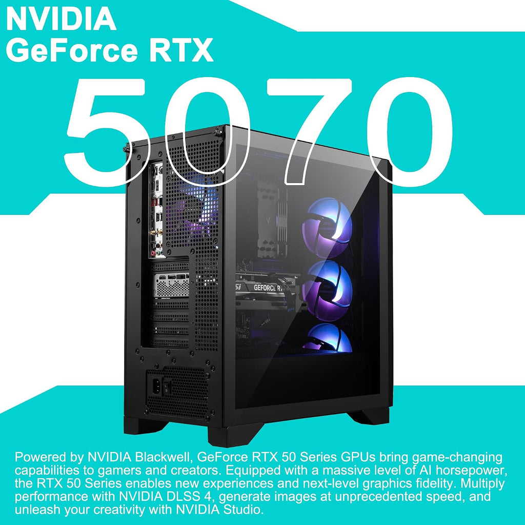 msi Aegis Z2 Gaming Desktop AMD 8-core Ryzen 7 7700 32GB DDR5 1TB SSD GeForce RTX 5070 DLSS4 (Up to 988 AI Tops) 750W 80+ Gold PSU ARGB Fan CPU Air Cooling Wi-Fi6E Win11 ICP Hub