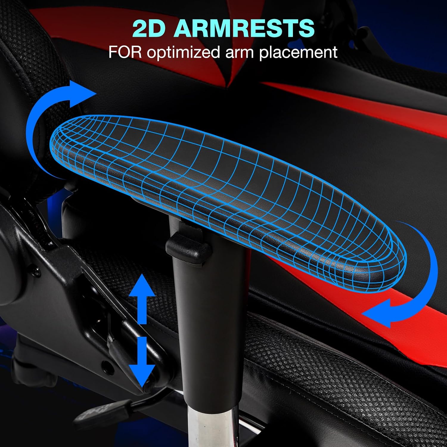 HOFFREE Gaming Chair with Bluetooth Speakers and Led Lights Massage Video Game Chair with Footrest Reclining High Back Computer Gamer Chair Red and Black