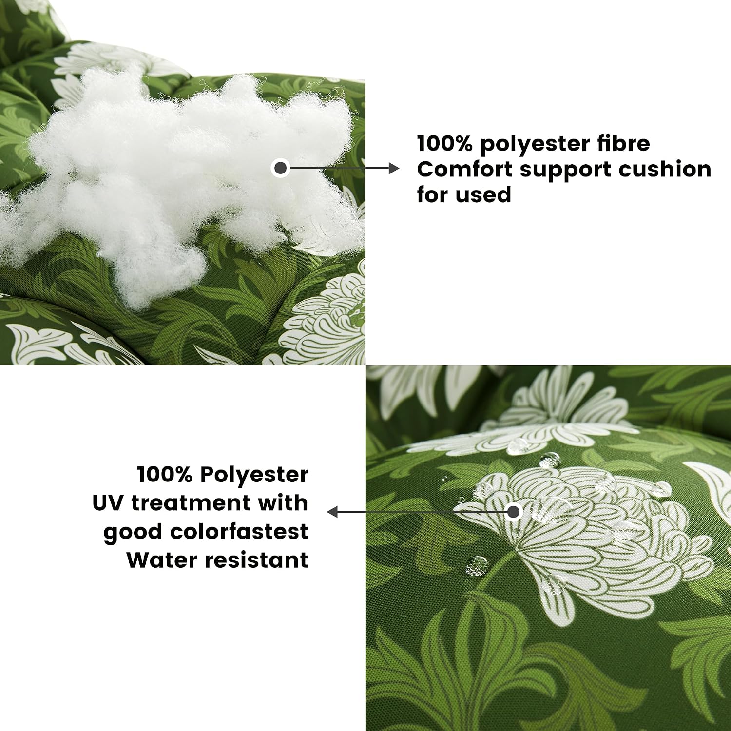 ARTPLAN Outdoor Chair Cushion,Tufted Adirondack Patio Chair Cushion,Wicker High Back Outdoor Seat Cushion,Set of 4,44' L x 21' W x 4' H (4 Pack),Floral