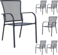 6-Pack Outdoor Dining Chairs, All-Weather Metal Patio Chairs with Breathable Mesh for Garden, Pool, Backyard & Lawn