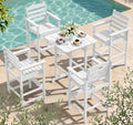 SERWALL 5 Pieces Adirondack Bar Chairs Set, HDPE Adirondack Barstools Chairs with Bar Pub Table, Outdoor Patio Bar Furniture Set for Bistro, Balcony, Poolside, Garden, White