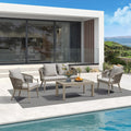 PURPLE LEAF 4-Pieces Wicker Patio Conversation Set Outdoor Rattan Sofa Patio Furniture Set with High-Density Cushion and Aluminum Coffee Table for Backyard Porch Poolside, Champagne