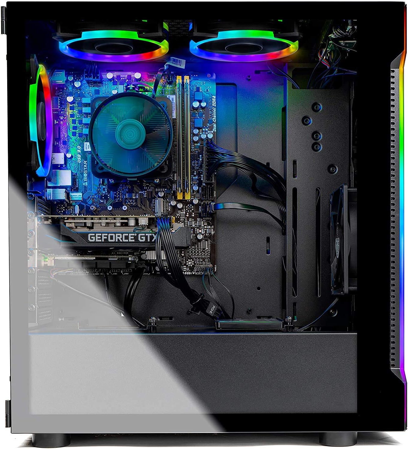 SkyTech Shadow Gaming Computer PC Desktop - Ryzen 5 3600 6-Core 3.6GHz, GTX 1660 Ti 6G, 500G SSD, 8GB DDR4 3000, RGB, AC WiFi, Windows 10 Home 64-bit, Black