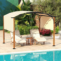 Tangkula Arched Patio Shelter Pavilion with Retractable Sun Shade Canopy, Extra Large Outdoor Pergola for Deck, Porch, Garden, Yard (Beige)