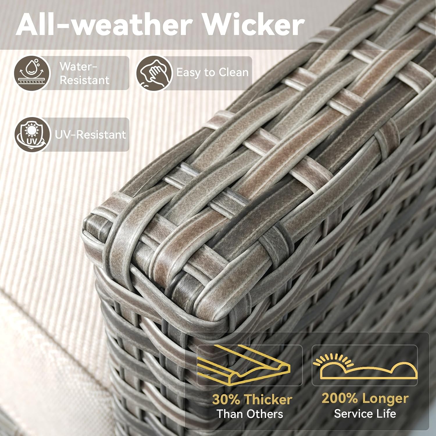 Outdoor Swivel Rocker Patio Chairs-High Back Wicker Swivel Rocker Patio Chairs Set of 2,PE Wicker Chair Patio Furniture Sets with Covered Cushions for Porch Balcony Patio Deck Grey/Beige
