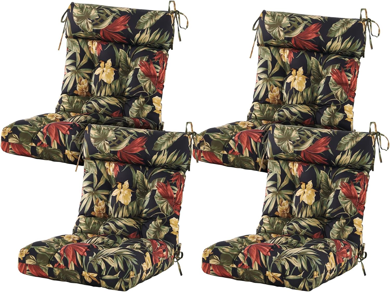 ARTPLAN Outdoor Chair Cushion,Tufted Adirondack Patio Chair Cushion,Wicker High Back Outdoor Seat Cushion,Set of 4,44' L x 21' W x 4' H (4 Pack),Floral