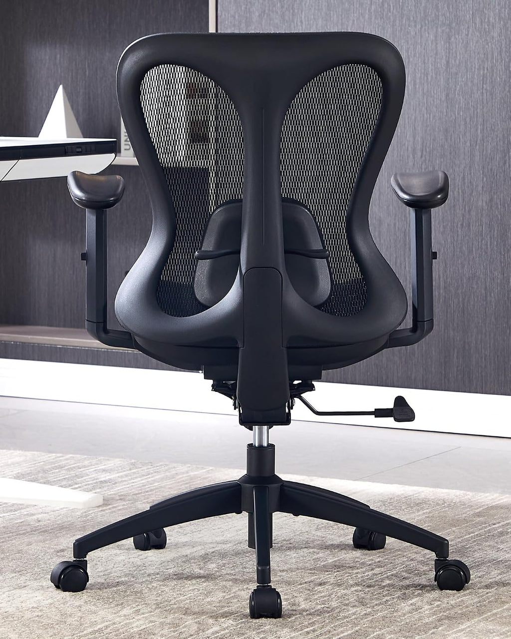 amseatec Ergonomic Office Desk Chair, Comfortable Computer Gaming Chair, Breathable Mesh Back & Seat, Adjustable Armrest, Lumbar Support, Butterfly Design for Home Office (Black)