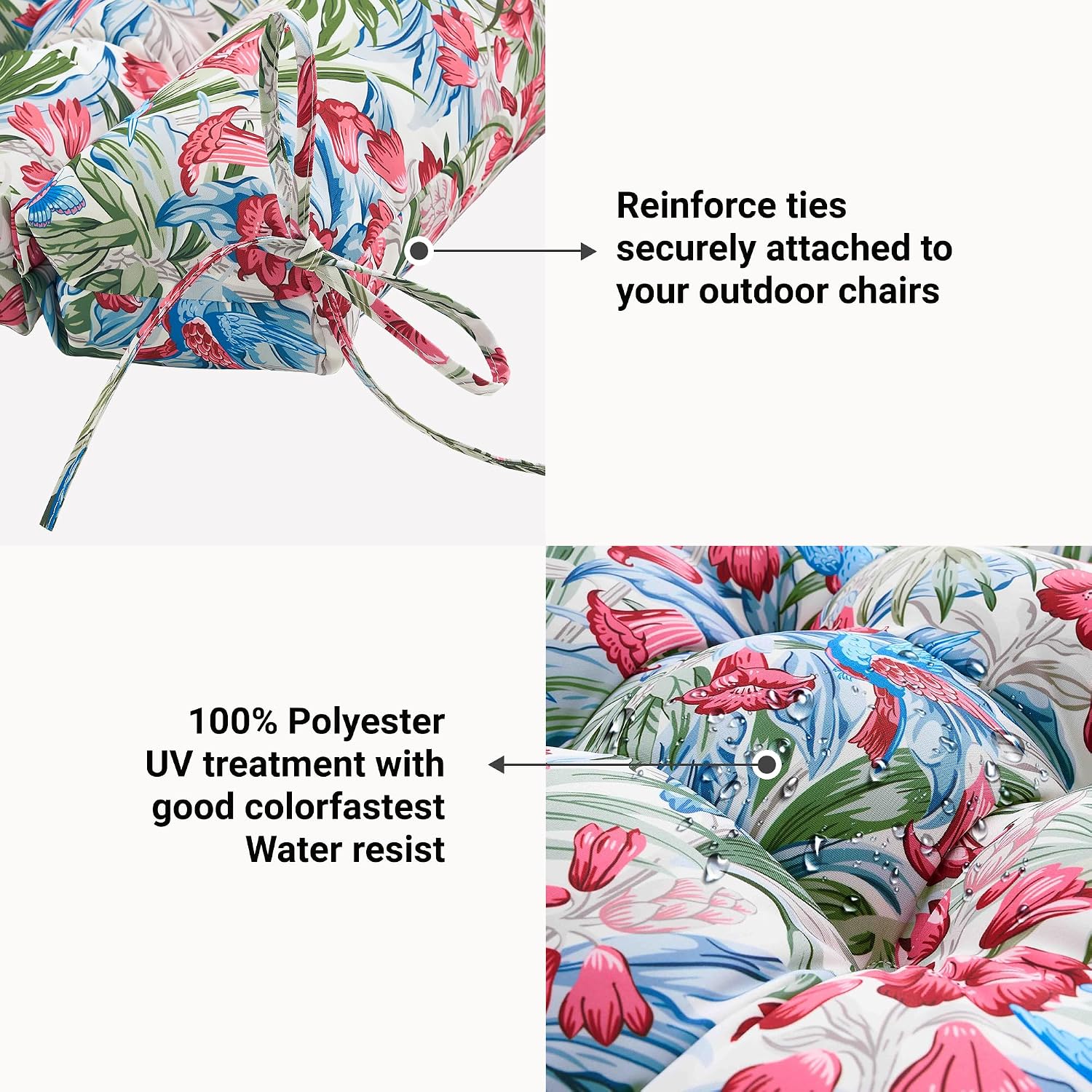 ARTPLAN Outdoor Chair Cushion,Tufted Adirondack Patio Chair Cushion,Wicker High Back Outdoor Seat Cushion,Set of 4,44' L x 21' W x 4' H (4 Pack),Floral
