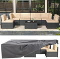 AECOJOY 7 Piece Outdoor Patio Furniture Set, Outdoor Sectional Conversation Furniture Chair with Coffee Table,Patio Sectional for Garden,Backyard(Khaki Cushions and Black PE Rattan, with Cover)