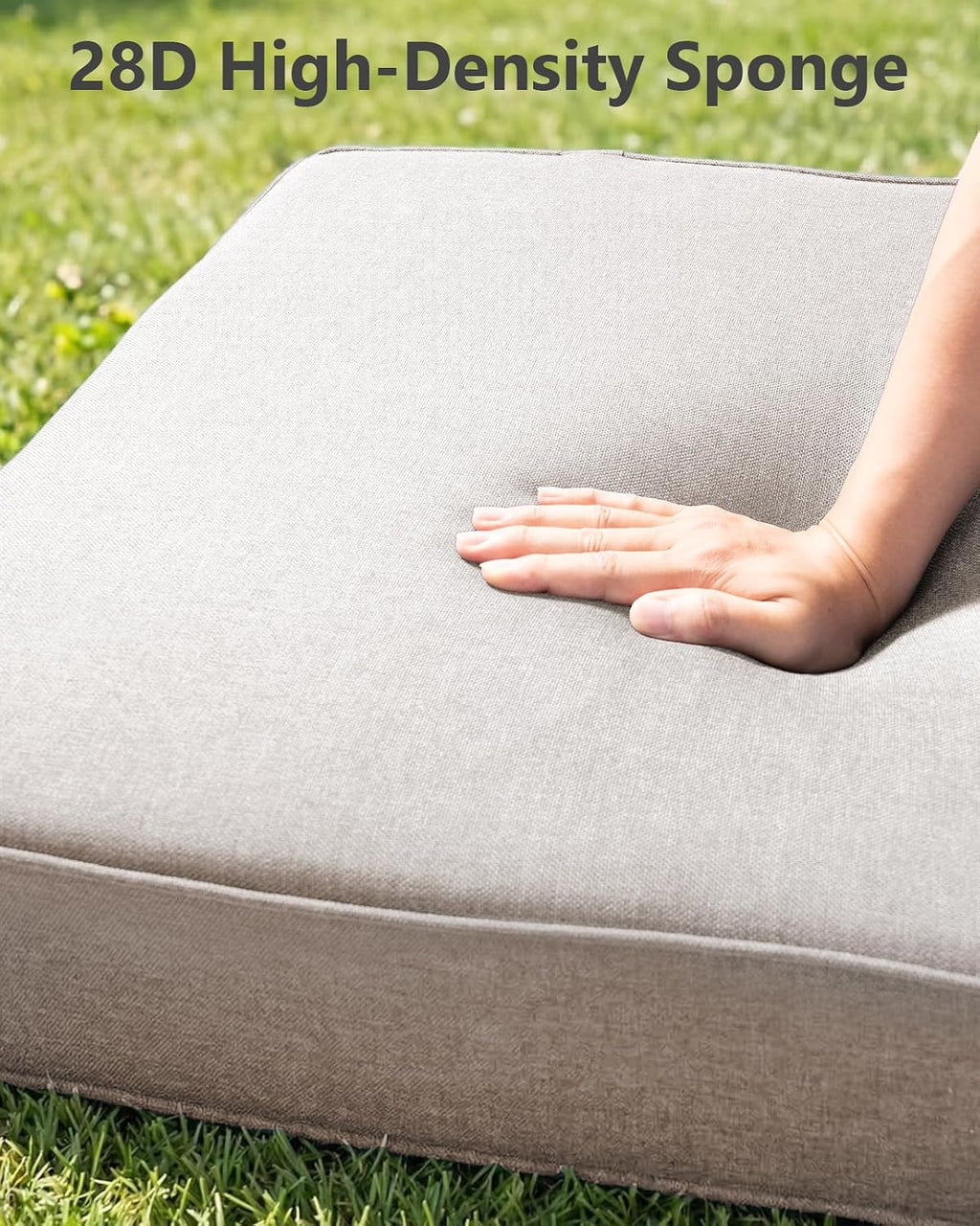 6' Thick Outdoor Cushion, 24*24*6' Patio Furniture Cushions with Waterproof Patio Furniture Cushions with Removable Cover, 28D High Density Patio Cushion for Outdoor Furniture, Beige-6pcs