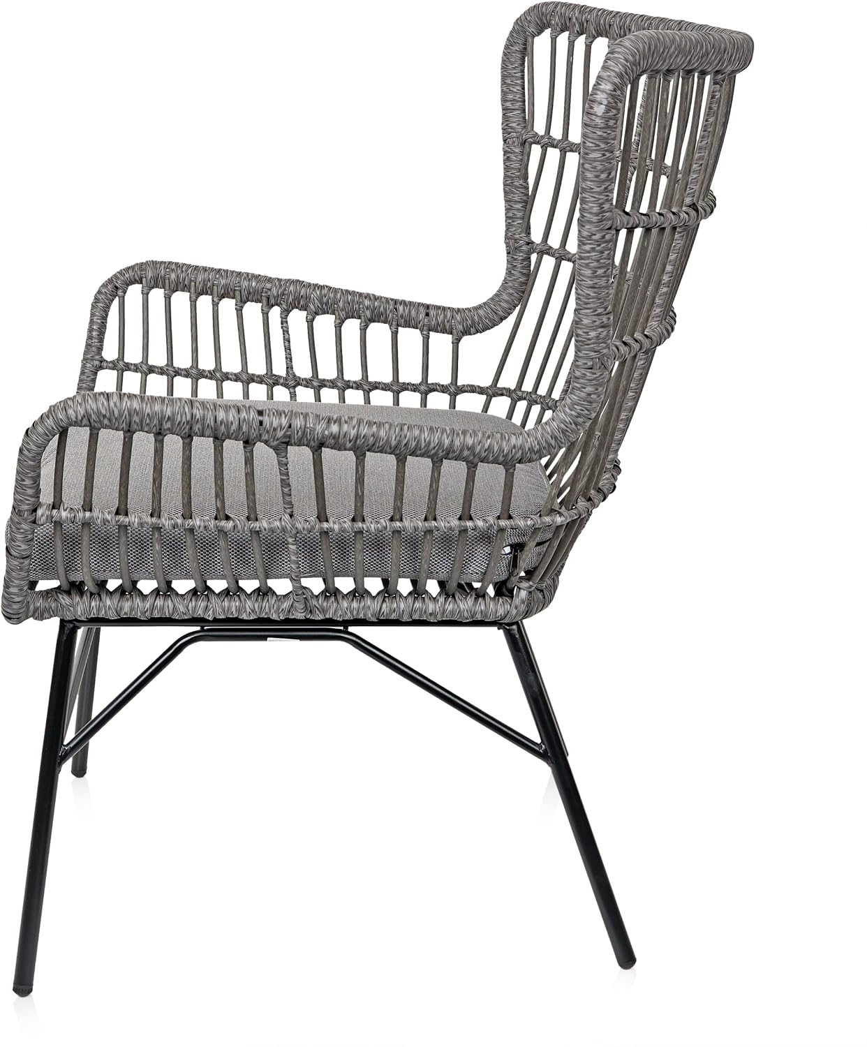Alpine Corporation Patio Furniture 3 Pieces Outdoor Resin Wicker Conversation with Cushions Bistro Set for Patio & Deck, Gray