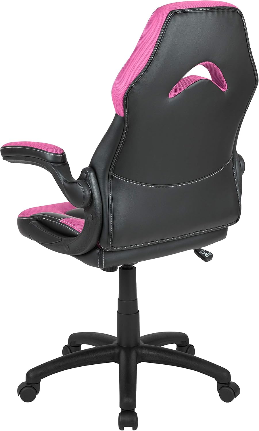 Flash Furniture X10 High-Back LeatherSoft Racing Style Gaming Chair with Flip-Up Arms, Ergonomic Padded Swivel Computer Chair, Pink/Black