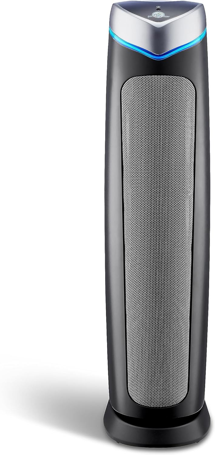 GermGuardian 5-In-1 HEPA Air Purifier for Home, Large Rooms Up To 915 Sq. Ft. with HEPA Pet Air Filter, UV-C Light & Odor Reduction, AC5250PT, 28' Tower, Gray
