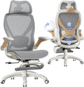ELABEST X100 Ergonomic Office Chair with Footrest, Big and Tall Home Desk Chair with 5D Flip-Up Arms, Adjustable 3D Lumbar Support,High Back Rolling Computer Chair, Swivel Mesh Chairs (Foggy Morning)