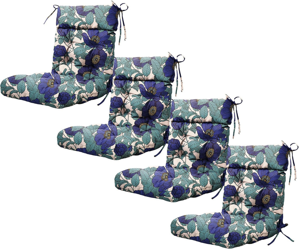 ARTPLAN Outdoor Chair Cushion,Tufted Adirondack Patio Chair Cushion,Wicker High Back Outdoor Seat Cushion,Set of 4,44' L x 21' W x 4' H (4 Pack),Floral