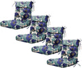ARTPLAN Outdoor Chair Cushion,Tufted Adirondack Patio Chair Cushion,Wicker High Back Outdoor Seat Cushion,Set of 4,44' L x 21' W x 4' H (4 Pack),Floral