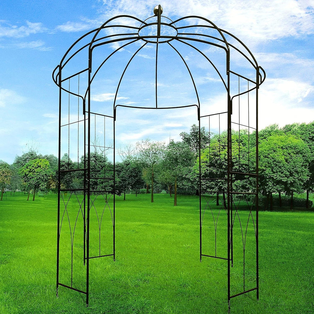 OUTOUR French Style Birdcage Shape Heavy Duty Gazebo,9'Highx 6'6' Wide,Pergola Pavilion Arch Arbor Arbour Plants Stand Rack for Wedding Outdoor Garden Lawn Backyard Patio,Climbing Vines,Roses
