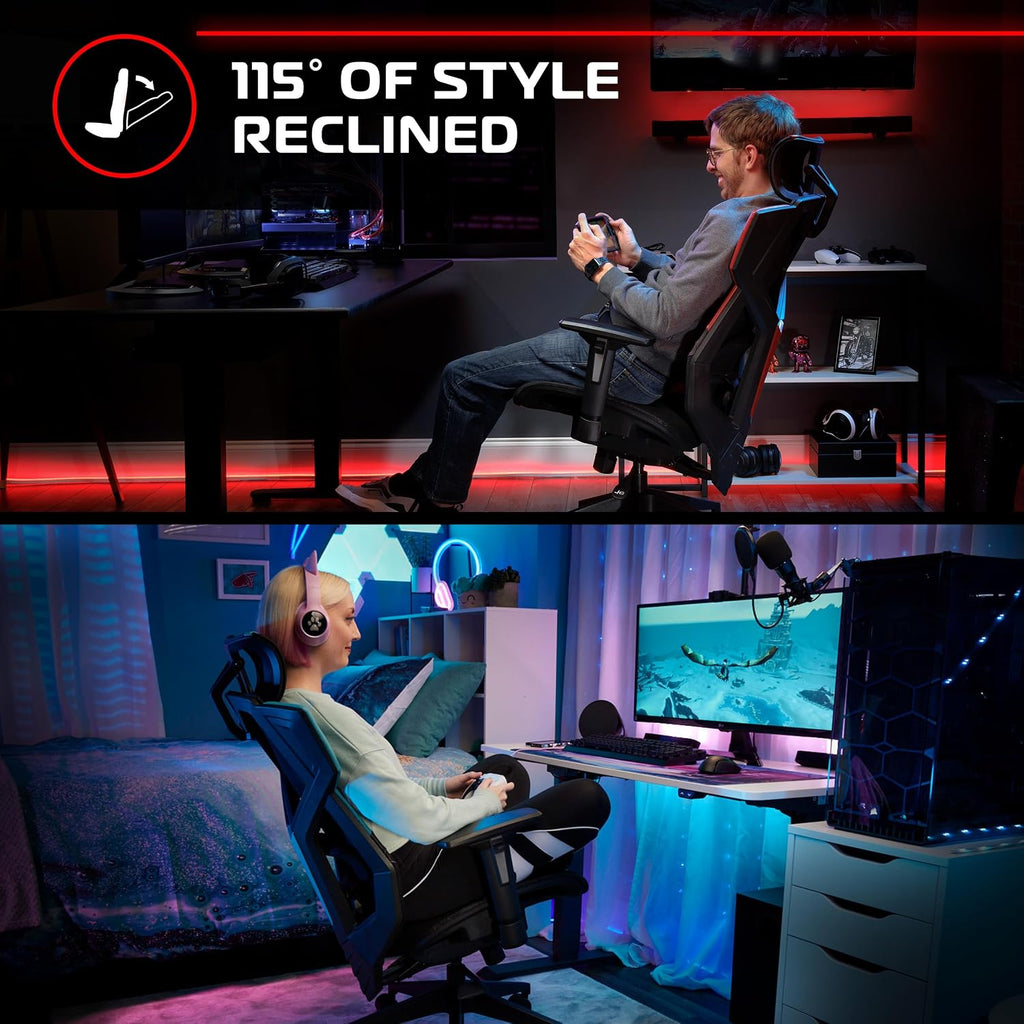 RESPAWN FLEXX Ergonomic Office and Gaming Chair with Lumbar Support - Breathable Mesh Recliner with Headrest & Adjustable Arms, Comfy Home Office Desk Chairs, Reclining Gaming Seat for Adults - Brown