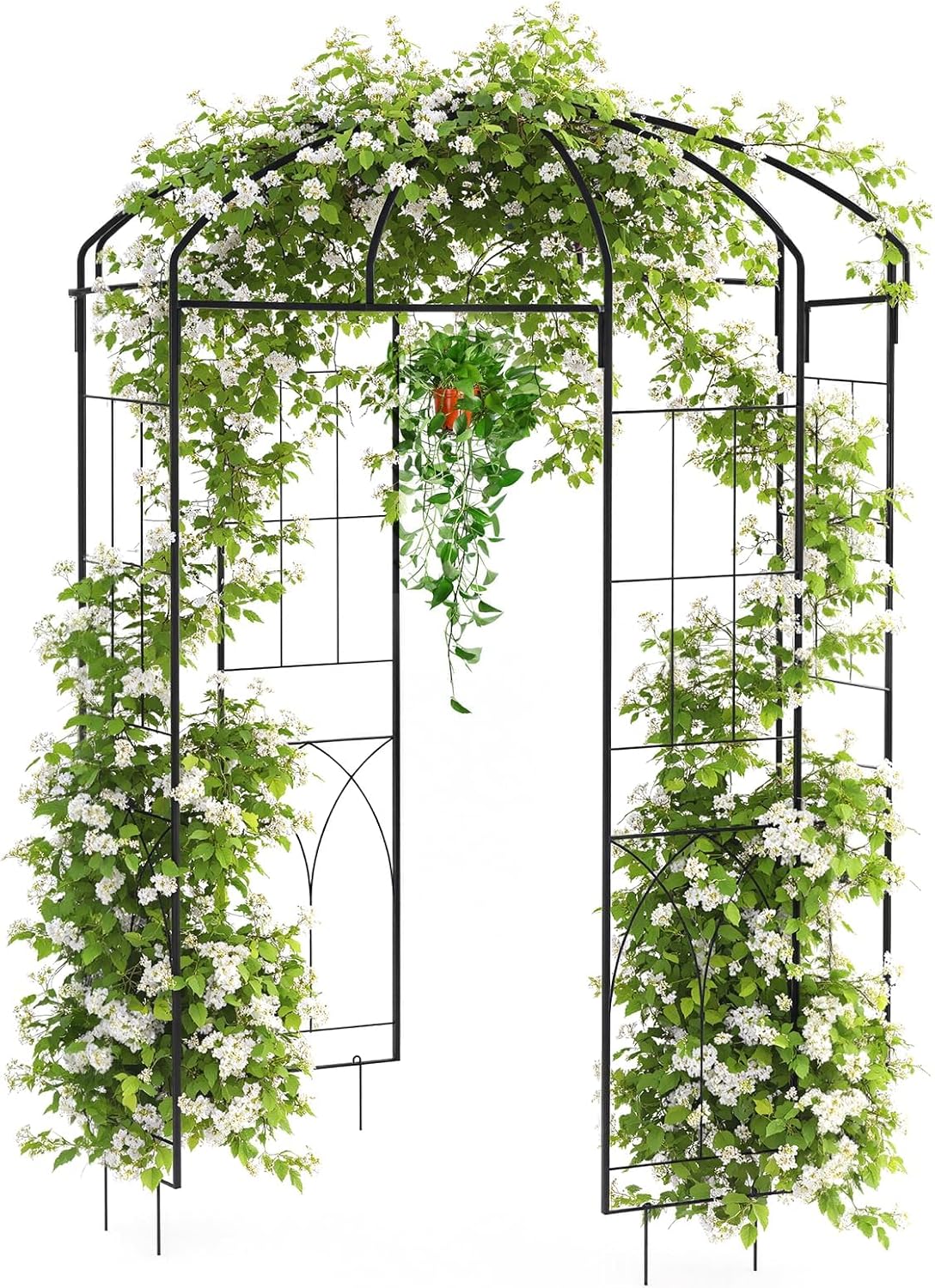 Garvee 8.8 ft Black Metal Garden Arbor - Birdcage Wedding Arch for Outdoor Ceremonies, Heavy-Duty Steel Pergola for Climbing Roses & Vines, Weather-Resistant Decorative Pavilion for Patio & Backyard