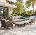 Sophia & William Wicker Patio Furniture Set, Outdoor Rattan Sectional Sofa 7 Piece Patio Conversation Set with 2 x Corner Sofa, 2 x Single Chairs, 1 x Armless Couch, 2 x Ottoman for Deck, Backyard