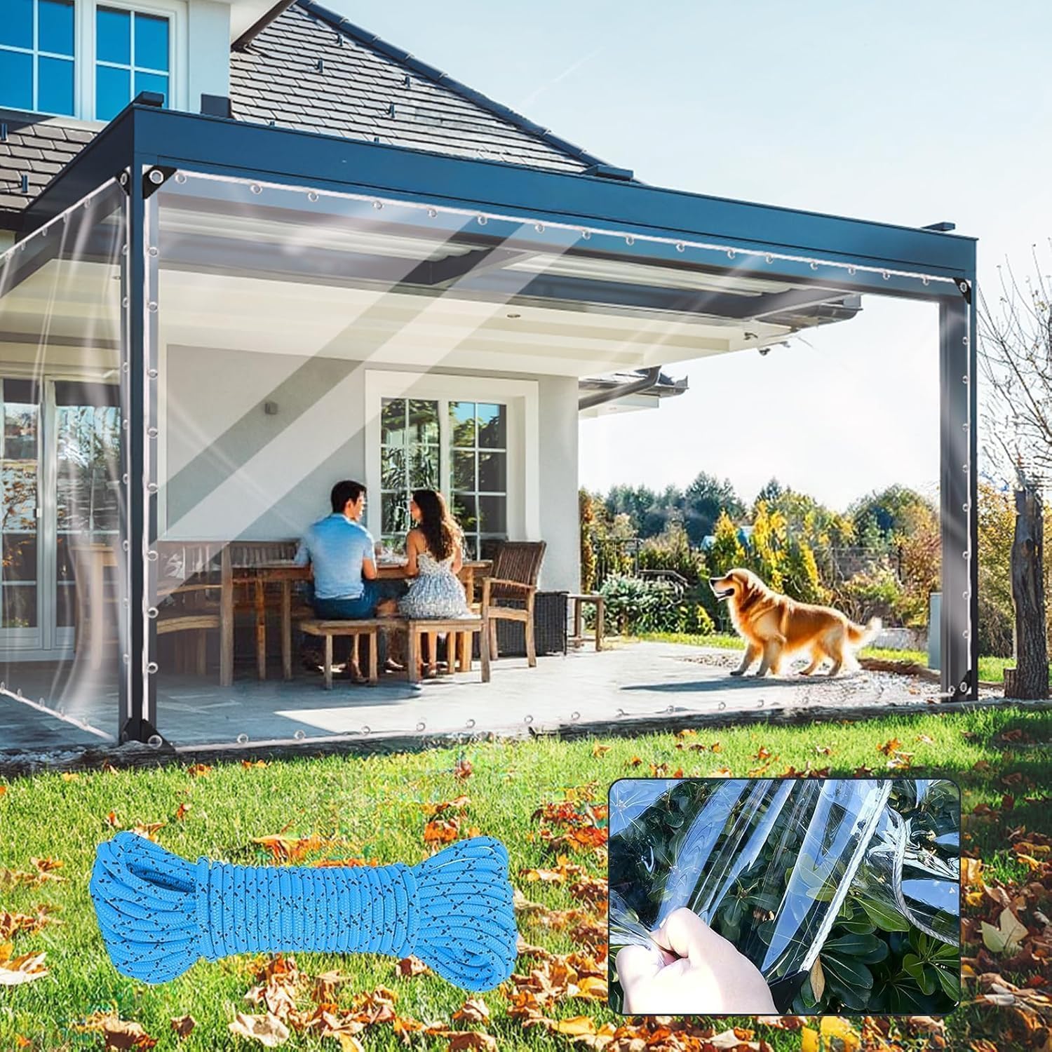 Clear Tarp with Grommets,10X14ft Transparent Heavy Duty Waterproof Tarpaulin Cover with Reinforced Edge,14Mil Thickened Tear Resistant Waterproof PVC Vinyl Tarp for Patio,Camping,Greenhouse Outdoor
