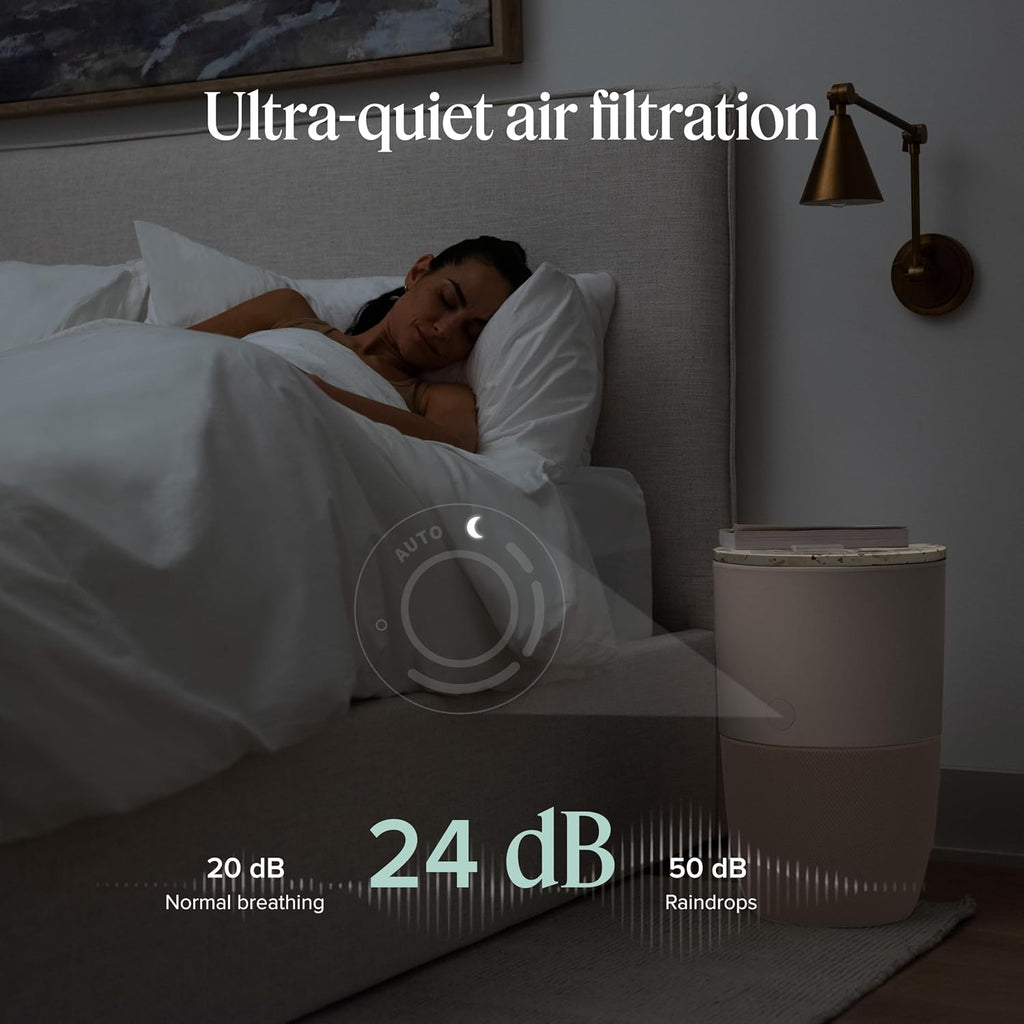 Dupray Bloom Air Purifier, HEPA-13 Filter, Ultra-Quiet 20 dB Sleep Mode, Activated Carbon for Odors, 360-Degree Airflow, Large Rooms up to 1,517 sq ft (Accent Table - Terrazzo, Latte)